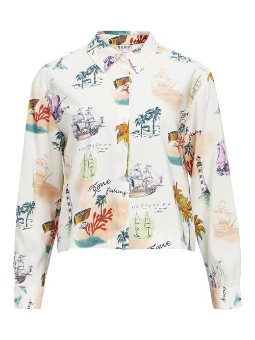 OBJECT Bluse 'OBJDinah'  mørkegrøn / lilla / abrikos / hvid