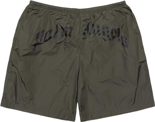 PALM ANGELS Curved Logo Swin Shorts