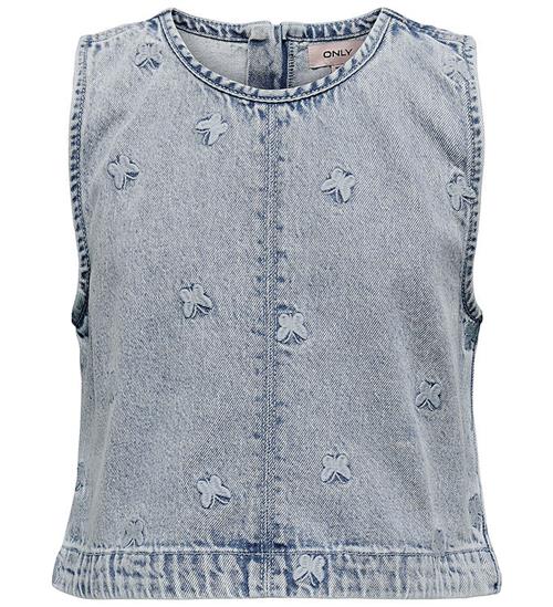 Kids Only Top - KogFreja - LyseblÃ¥ Denim/Sommerfugl