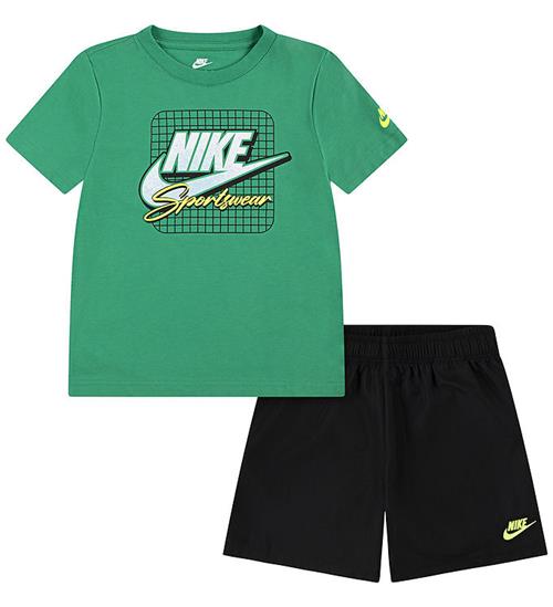 Nike ShortssÃ¦t - T-shirt/Shorts - GrÃ¸n/Sort