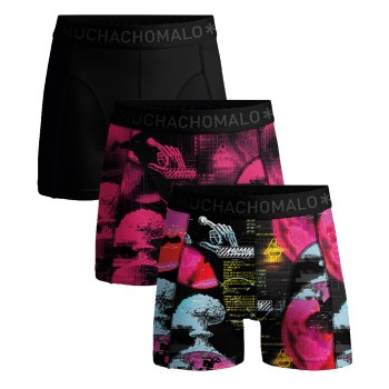 Muchachomalo 3P Cotton Stretch Binary Boxer Sort mønstret bomuld Large Herre
