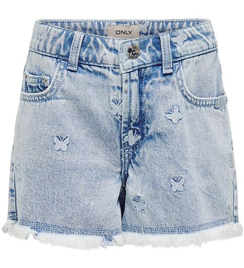 Kids Only Shorts - KogRobyn - Lyseblå Denim/Sommerfugl