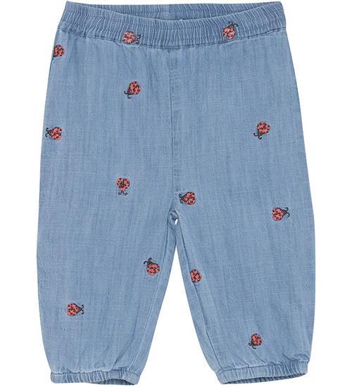 Minymo Bukser - Faded Denim m. Mariehøner