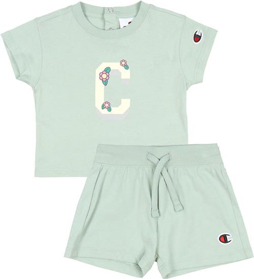 Champion Shortssæt - T-shirt/Shorts - Dusty Green m. Logo