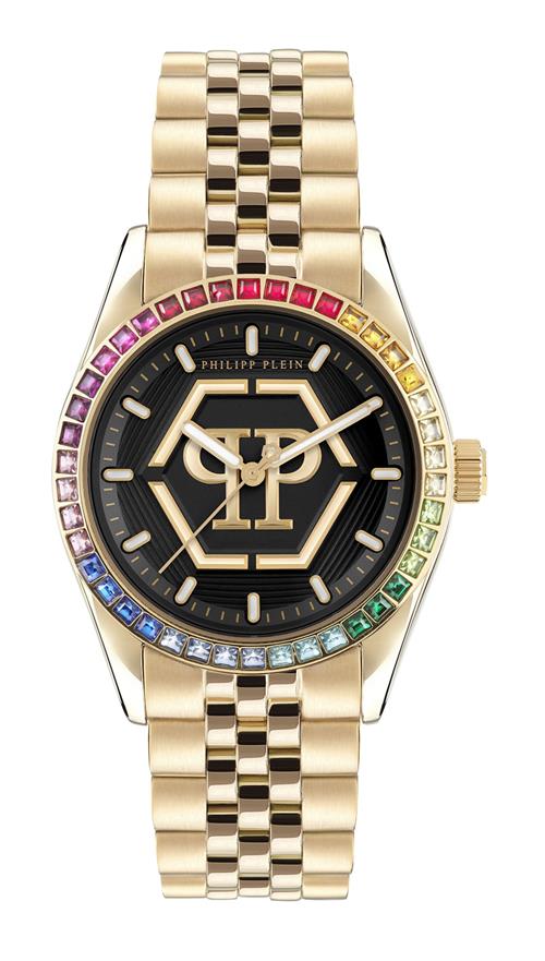 Philipp Plein Analogt ur  guld / grøn / carminrød / sort