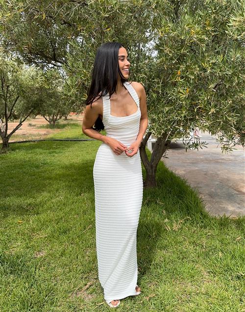 Nelly - Hvid - Structure Halterneck Dress