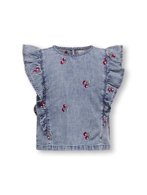 ONLY GIRLS Bluse 'KMGDandy'  blue denim / lysegrøn / kirsebærsrød / hvid