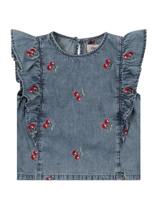 Se Only Mini Bluse 'KMGDandy'  blue denim / lysegrøn / kirsebærsrød / hvid ved About You
