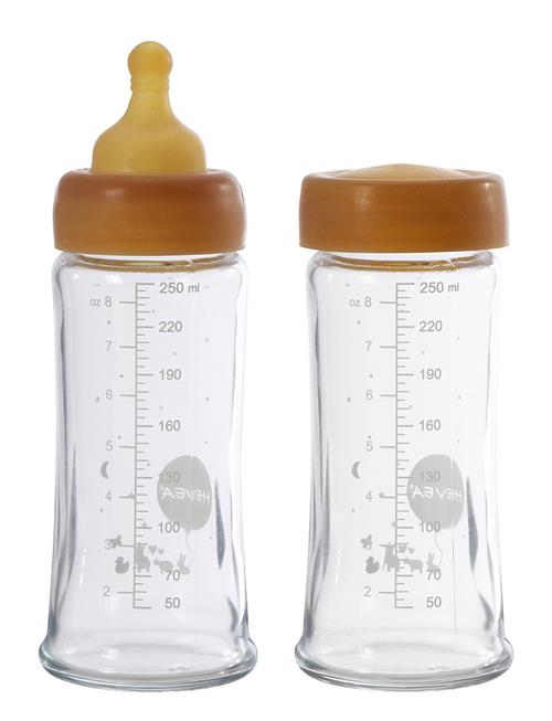 Plastic Free Baby Glass Bottle 250 Ml - 2 Pack HEVEA Orange