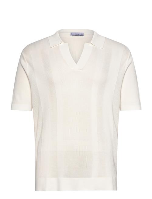 Se Ribbed Knit Polo Shirt Mango White ved Booztlet