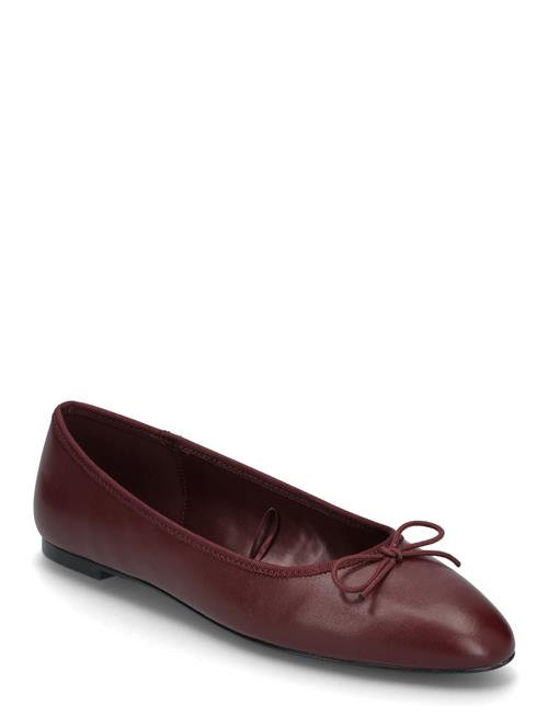 Se Leather Ballet Flats Mango Burgundy ved Booztlet