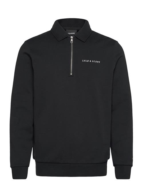 Embroidered Collared Quarter Zip Lyle & Scott Black