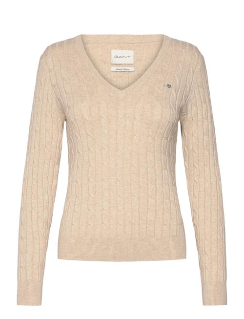 Stretch Cotton Cable V-Neck GANT Beige