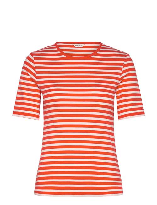 Slim Striped 1X1 Ribbed Ss T-Shirt GANT Orange