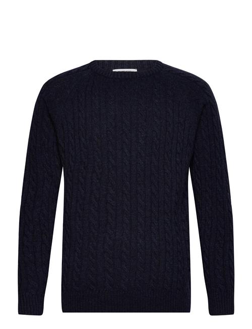 Lambswool Raglan Cable O-Neck Knit Lindbergh Navy