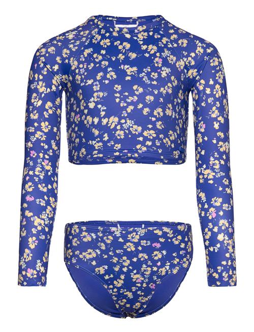 Shadow Floral Crop Lycra Set Roxy Blue