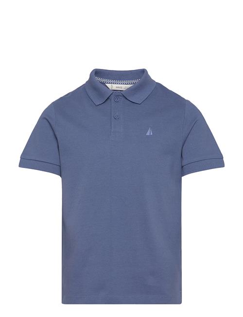 Short-Sleeved Cotton Polo Shirt Mango Blue