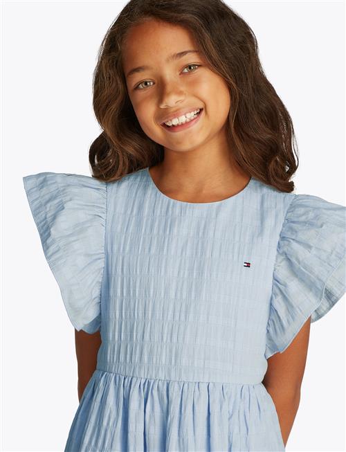 Textured Cotton Dress Ss Tommy Hilfiger Blue