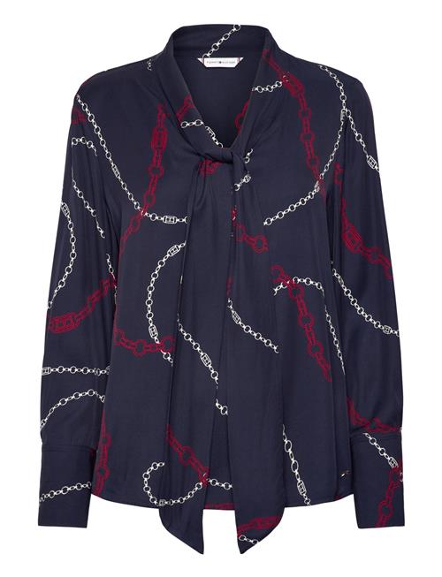 Fluid Viscose V-N Bow Ls Blouse Tommy Hilfiger Navy