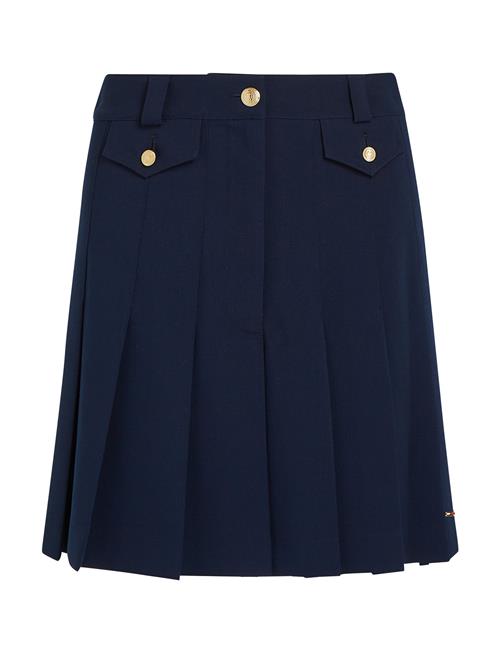 Gold Button Pleated Mini Skirt Tommy Hilfiger Navy