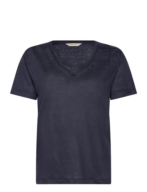 Reg Linen V-Neck Ss T-Shirt GANT Navy