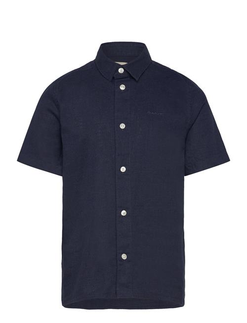 Cotton Linen Ss Shirt GANT Navy