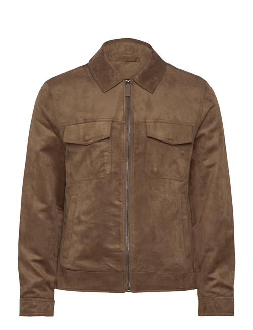 Suede-Effect Jacket With Zip Mango Brown