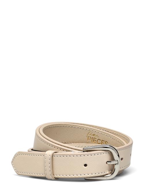 Pctimara Leather Contrast Jeans Belt Fp Pieces Cream