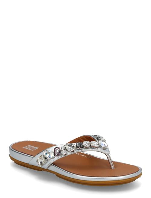 Gracie Jewel-Deluxe Metallic-Leather Flip-Flops FitFlop Silver