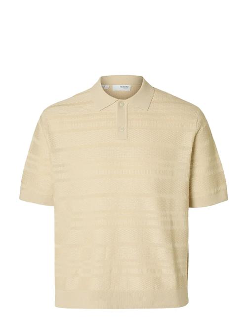 Slhfoam Ss Knit Relaxed Structure Polo Selected Homme Cream