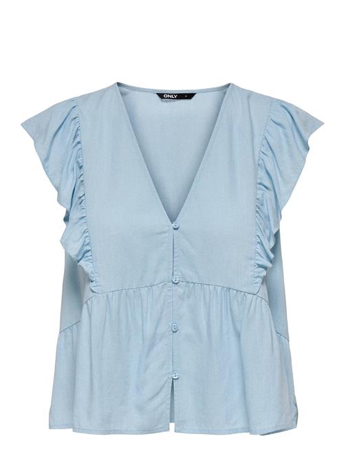 Onlrian Flonce S/S Top Wvn ONLY Blue