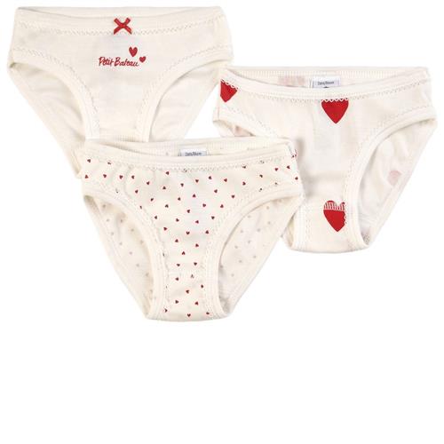 Petit Bateau 3-pak Heart Print Trusser Cremefarvede | Hvid | 8 years