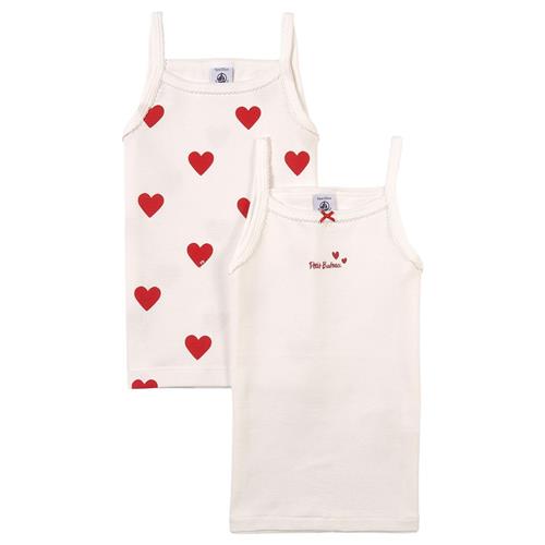 Petit Bateau 2-pak Heart Print Tanktoppe Lyserøde | Hvid | 2 years
