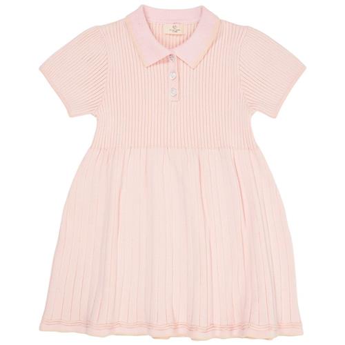 Se Copenhagen Colors GOTS Rib Polo Strikket Kjole Ballerina Cream | Lyserød | 92 cm ved Babyshop