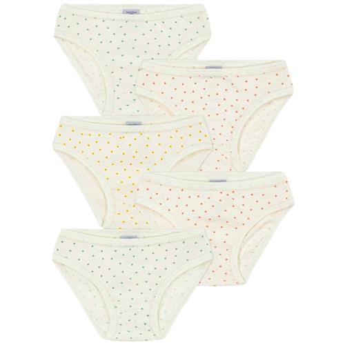 Petit Bateau 5-pak Hjertemønstret Trusse Cremefarvet | Hvid | 6 years