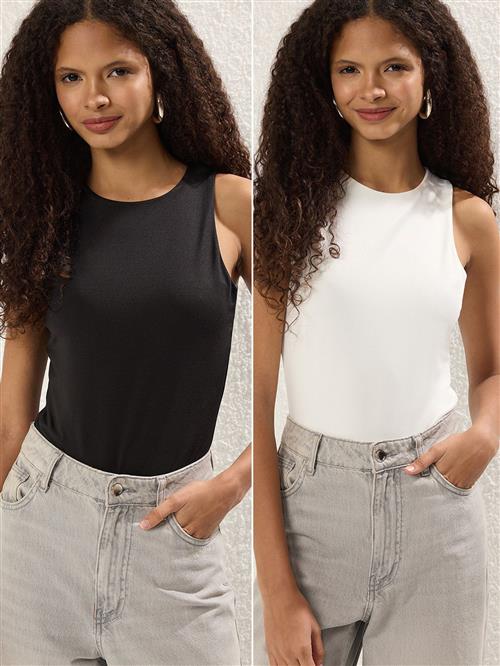 Trendyol Shirtbody  sort / perlehvid