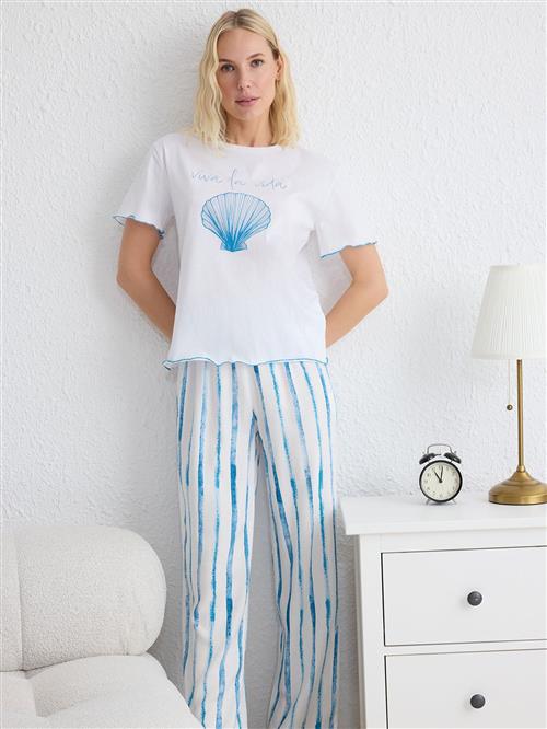 Trendyol Pyjamas  azur / hvid