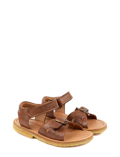 Classic Open Heel Sandal Pom Pom Brown