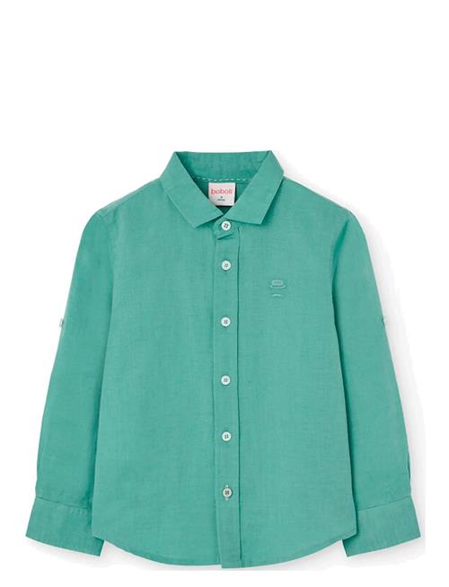 Linen Shirt Long Sleeves Boboli Green