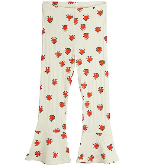Mini Rodini Bukser - Rib - Offwhite m. Hjerter