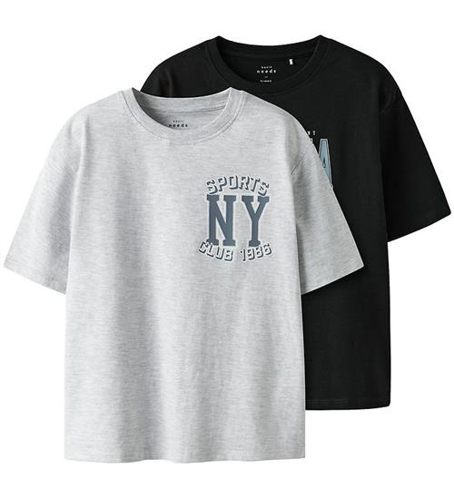 Name It - T-shirt - NkmValix - 2-Pak - Light Grey Melange/Black