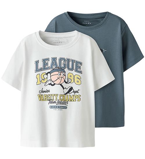 Name It T-shirt - NmmVictor - 2-Pak - Blue Mirage/Bright White