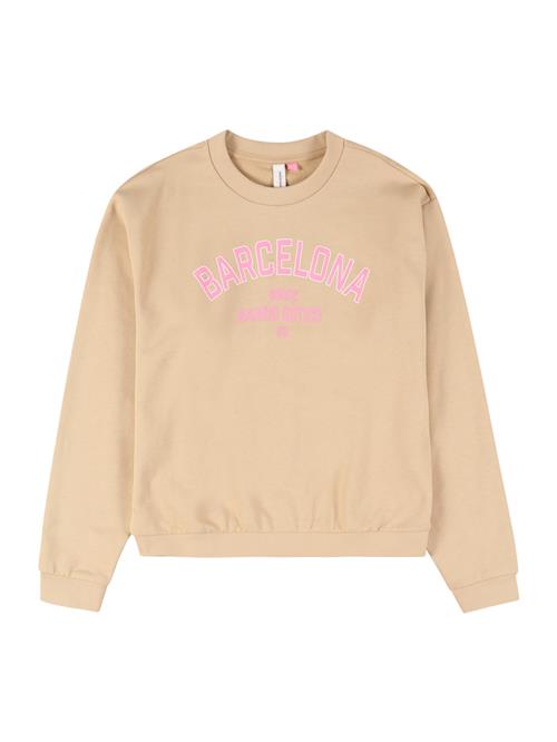 Vero Moda Girl Sweatshirt 'VMBRENDA'  mørkebeige / lys pink / hvid