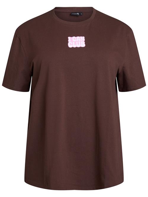 Active by Zizzi Shirts 'Cenja'  brun / lyserød / hvid