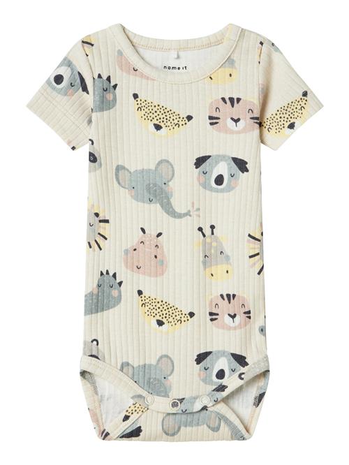 NAME IT Sparkedragt/Body 'NBNOSUMMER'  beige / røgblå / pastelgul / sort