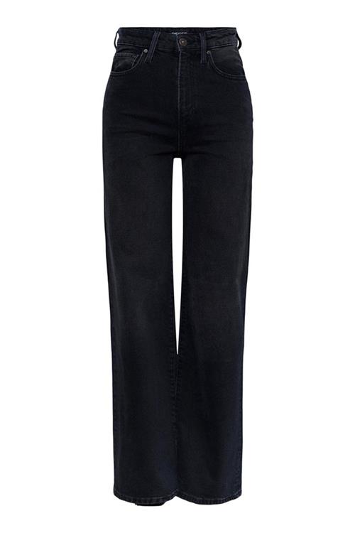 Flikka High Waist Wide Jeans - Black Denim - Herre - 30/32 - PIECES
