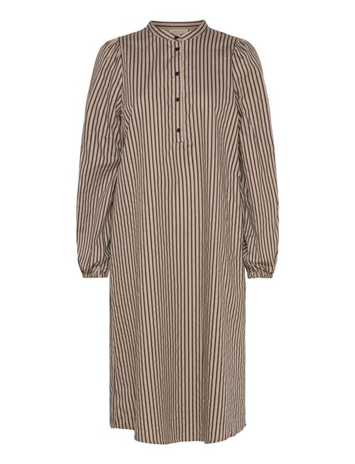 Dress From Freequent In A Light Material With A Striped Print. The Dress Has A S FREE/QUENT Brown