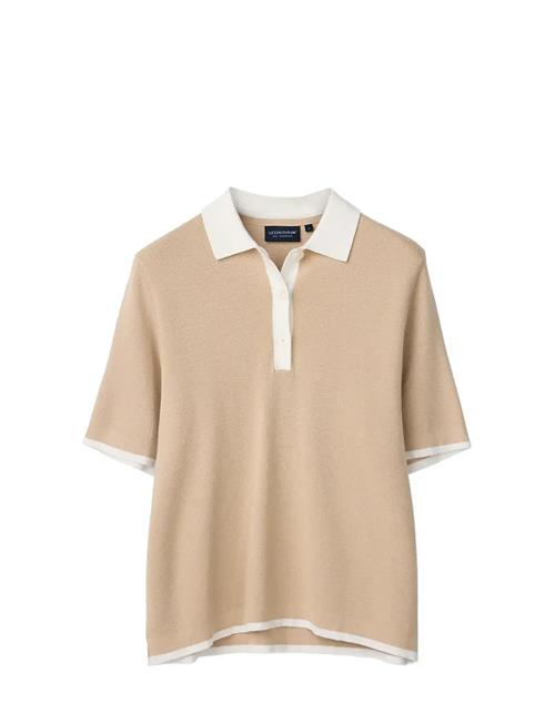 Full Milano Short Sleeve Knitted Polo Lexington Clothing Beige