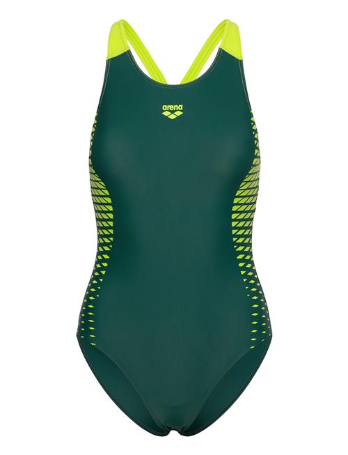 Women's Arena Openings Swimsuit V Back Black-Turqu Arena Green