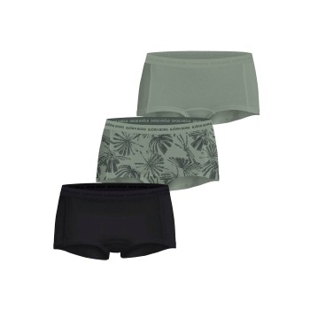 Björn Borg Trusser 3P Everyday Cotton Boxer Shorts Sort/Grøn bomuld X-Small Dame